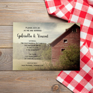Invitation Mariage campagnard rustique de la Grange Rouge