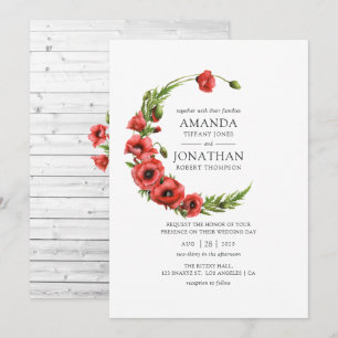 Invitation Mariage campagnard rustique du coquelet rouge Aqua