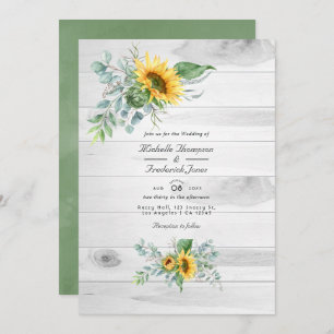 Invitation Mariage campagnard rustique du tournesol de Boho E