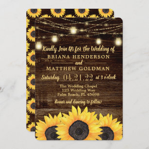 Invitation Mariage campagnard rustique Mason Jar Lights Invit