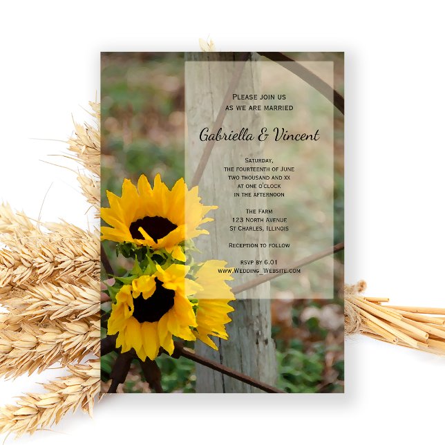 Invitation Mariage campagnard rustique tournesol et Wagon Whe (Créateur téléchargé)