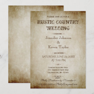 Invitation Mariage campagnard rustique Vintage