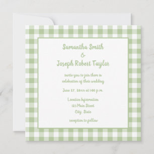 Invitation Mariage campagnard Sage En vichy