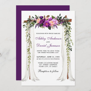 Invitation Mariage Canopy Aquarelle Purple Floral