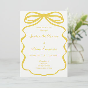 Invitation Mariage Caprice avec Rayures Jaunes Manuscrites