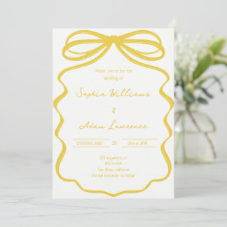 Invitation Mariage Caprice avec Rayures Jaunes Manuscrites
