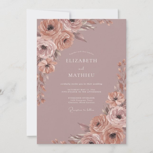 Invitation Mariage Caprice Floral Rose (Devant)