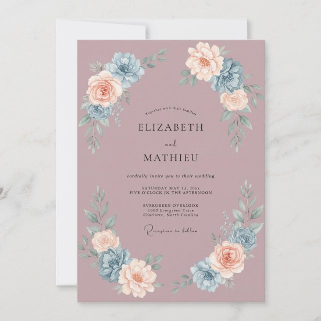 Invitation Mariage Captivant de Mauve dans la Nature (Devant)