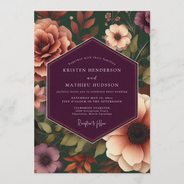 Invitation Mariage Captivant et Sombre Prune (Devant)