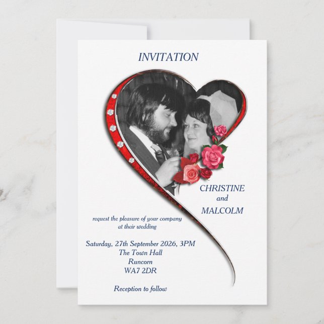 Invitation Mariage cardiaque (Devant)