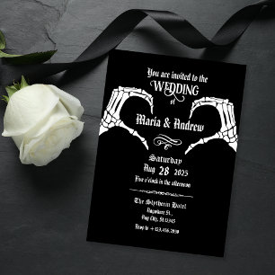 Invitation Mariage cardiaque du squelette gothique