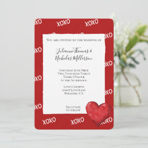 Invitation Mariage cardiaque Red XOXO