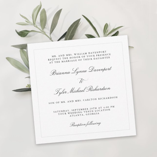 Invitation Mariage Carré classique simple Elegance (Créateur téléchargé)