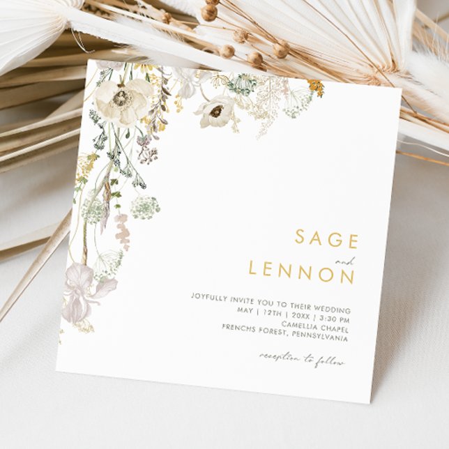 Invitation Mariage Carré du Fleur sauvage de prairie (Créateur téléchargé)