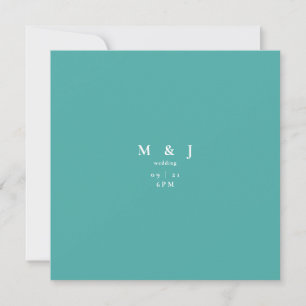 Invitation Mariage Carré élégant et simple moderne Turquoise