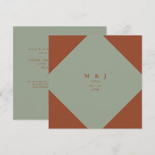 Invitation Mariage Carré Élégant & Simple Sage & Terracotta