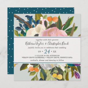 Invitation Mariage Carré floral peint