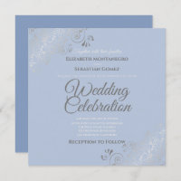 Mariage Carré gris bleu élégant Silver Filigree