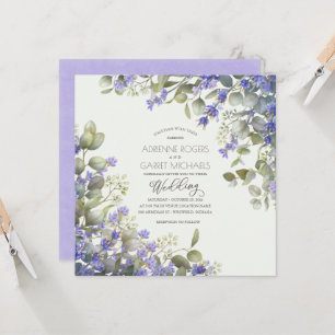 Invitation Mariage Carré Lavande et Eucalyptus