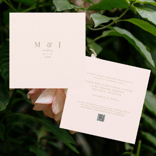 Invitation Mariage Carré Moderne Élégant Rose Tendre 
