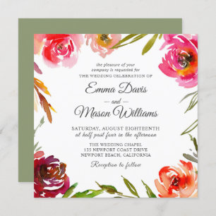 Invitation Mariage Carré Radiant Romance