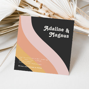 Invitation Mariage Carré sombre Rainbow des années 70 moderne