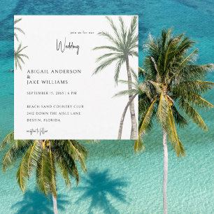 Invitation Mariage Carré Tropical aux Palmiers