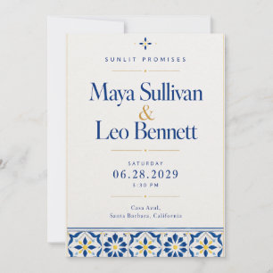 Invitation Mariage Carrelage Azulejo Bleu