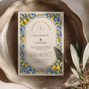 Invitation Mariage Carrelage Citron Méditerranéen