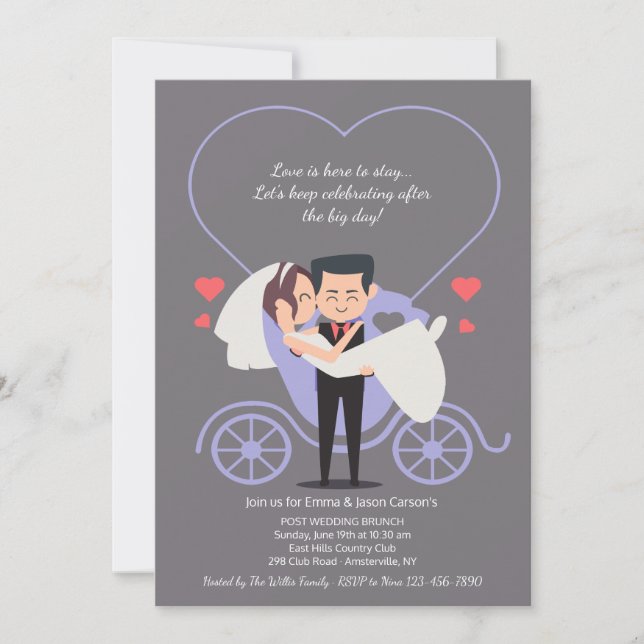 Invitation Mariage Carriage Grey Post Mariage Brunch (Devant)