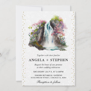 Invitation Mariage Cascade de Printemps Floral Aquarelle