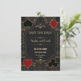 Invitation Mariage Casino Gold Black Gatsby Save The Date