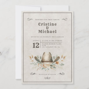 Invitation Mariage casquette rustique Cowboy