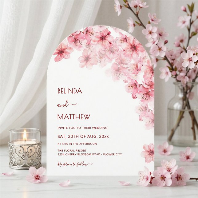 Invitation Mariage Casual Arché Blanc Fleur de Cerisier (Créateur téléchargé)