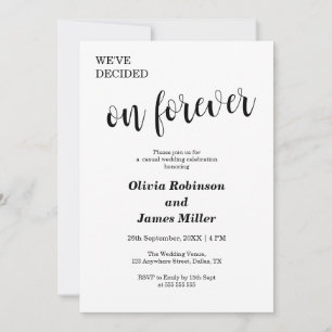 Invitation Mariage Casual Blanc On a Décidé Pour Toujours