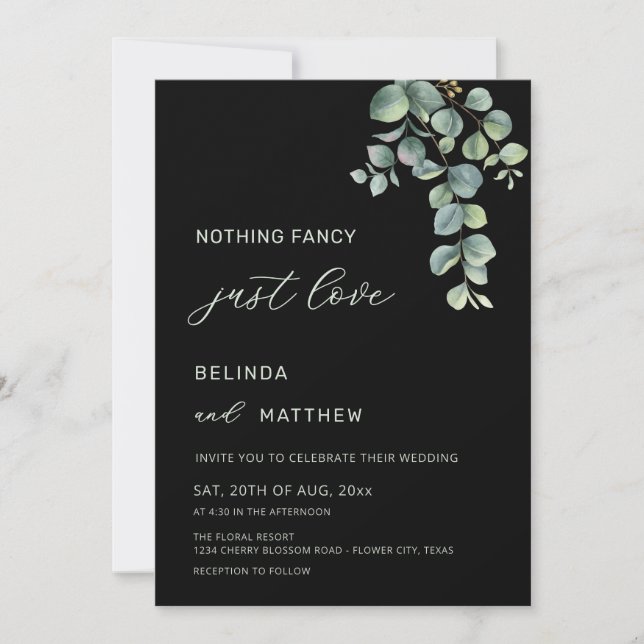 Invitation Mariage Casual Fleurs Aquarelle Feuillage (Devant)