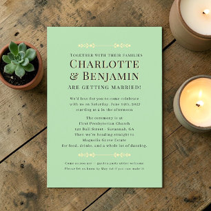 Invitation Mariage Casual Vert Pistache floraison botanique