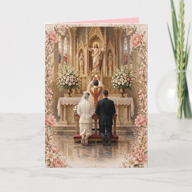 Invitation Mariage catholique de la sainte eucharistie milita (Devant)