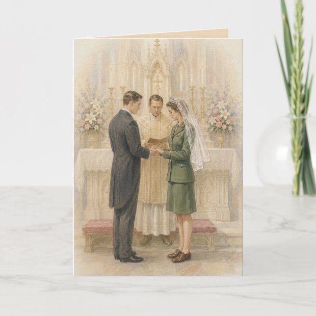 Invitation Mariage Catholique de l'Épouse de l'Armée (Devant)