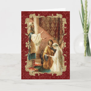 Invitation Mariage catholique Gold Maroon Mariage