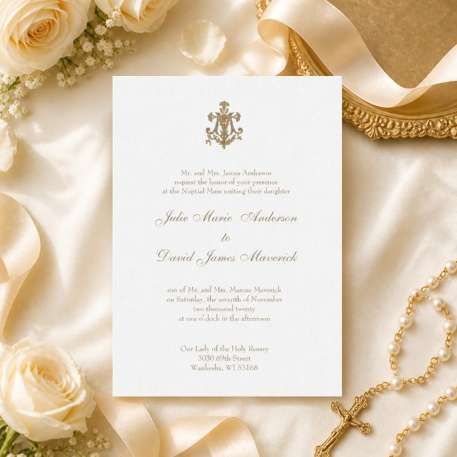 Invitation Mariage catholique religieux or (Créateur téléchargé)