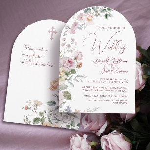 Invitation Mariage Catholique sous les Arches de Roses