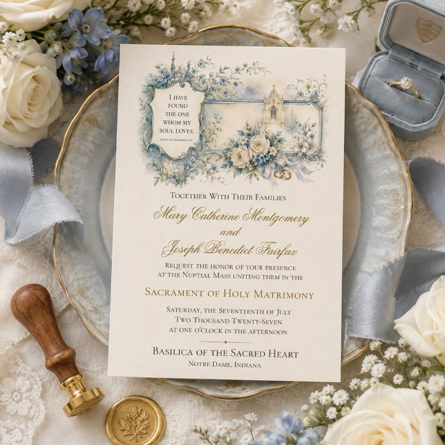 Invitation Mariage catholique traditionnel | Cantique des Can (A sacred beginning deserves an invitation that reflects the beauty of your vocation.)