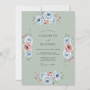 Invitation Mariage Celadon Mauve Pivoine