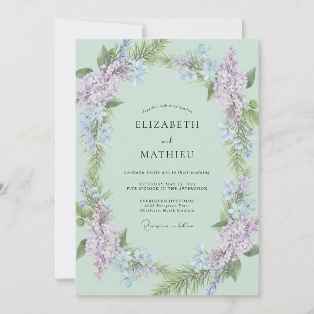 Invitation Mariage Celadon Pervenche Wisteria (Devant)