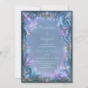 Invitation Mariage céleste à filigrane de lavande