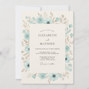 Invitation Mariage Celeste Aqua Taupe Petale