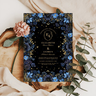 Invitation Mariage céleste aux fleurs de saphir