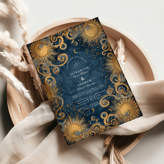 Invitation Mariage céleste bleu royal (Créateur téléchargé)