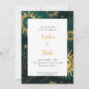 Invitation Mariage céleste cosmique du soleil mystique